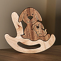 Wood puzzle sculpture, 'Nesting Paws' (3 pieces) - Armenian Handmade Dog-Themed 3-Piece Wood Puzzle Sculpture