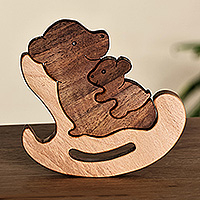 Wood puzzle sculpture, 'Nesting Bears' (3 pieces) - Bear-Shaped 3-Piece Wood Puzzle Sculpture Made in Armenia