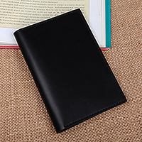 Leather passport holder, 'Voyages in Black' - Handcrafted Black 100% Leather Passport Holder from Armenia