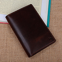 Leather passport holder, 'Voyages in Chocolate' - Travel-Friendly Dark Brown 100% Leather Passport Holder