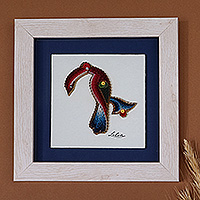 Paper wall accent, 'D Feathers' - Handcrafted Bird Alphabet-Themed Paper Letter D Wall Accent