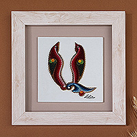 Paper wall accent, 'A Feathers' - Fair Trade Bird Alphabet-Themed Paper Letter A Wall Accent