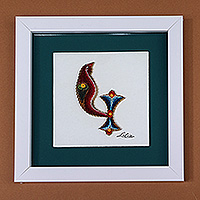 Paper wall accent, 'K Feathers' - Traditional Bird Alphabet-Themed Paper Letter K Wall Accent