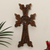 Wood cross, 'Twilight Divinity' - Lacquered Armenian Cross Hand-Carved from Dark Beech Wood