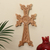 Wood cross, 'Morning Divinity' - Armenian-Inspired Hand-Carved Light Brown Beech Wood Cross