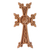 Wood cross, 'Morning Divinity' - Armenian-Inspired Hand-Carved Light Brown Beech Wood Cross