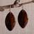 Obsidian dangle earrings, 'Puissant Silhouette' - Leaf-Shaped Natural Obsidian Dangle Earrings with Hooks