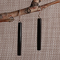 Obsidian dangle earrings, Pillar of Power