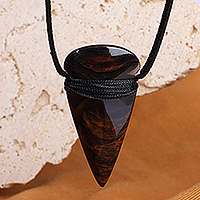 Obsidian pendant necklace, Warrior Symbol