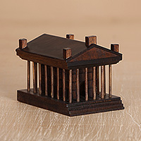 Wood sculpture, 'Garni Temple' - Artisan-Made Folk Art Garni Temple Beech Wood Sculpture