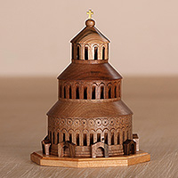 Wood sculpture, 'Zvartnots Cathedral' - Armenian-Inspired Carved Zvartnots Cathedral Wood Sculpture