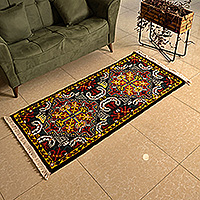 Wool rug, 'Regal Flames' (2.5x6) - Traditional Armenian Handmade Vishapagorg Wool Rug (2.5x6)