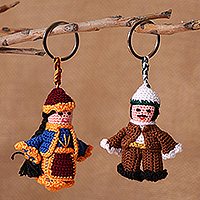 Cotton keychains, 'Kars Duo' (set of 2) - Set of 2 Kars Heritage-Themed Crocheted Cotton Keychains