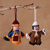 Cotton ornaments, 'Kars Pair' (set of  2) - Artisan Handmade Set of 2 Kars-Themed 100% Cotton Ornaments