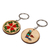 Wood keychain, 'Blooming E' (set of 2) - Set of 2 Handmade Letter E and Regal Bloom Wood Keychains