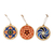 Wood ornaments, 'Eternal Legacy' (set of 3) - Set of 3 Folk Art-Themed Hand-Painted Round Wood Ornaments