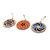 Wood ornaments, 'Eternal Legacy' (set of 3) - Set of 3 Folk Art-Themed Hand-Painted Round Wood Ornaments