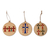 Wood ornaments, 'Ancient Faith' (set of 3) - Artisan-Made Cross-Themed 3-Piece Round Wood Ornament Set