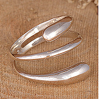 Sterling silver wrap ring, 'Embraced Destiny' - Abstract-Themed Modern Polished Sterling Silver Wrap Ring