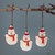 Ceramic ornaments, 'Snowy Greetings' (set of 3) - Set of 3 Christmas-Themed Painted Ceramic Snowman Ornaments