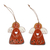 Ceramic ornaments, 'Celestial Evening' (pair) - Artisan-Crafted Angel-Themed Ceramic Ornament Pair in Brown