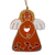 Ceramic ornaments, 'Celestial Evening' (pair) - Artisan-Crafted Angel-Themed Ceramic Ornament Pair in Brown