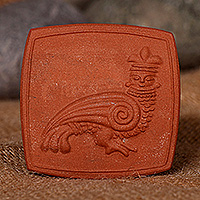 Ceramic magnet, 'Great Lineage' - Harpy-Themed Antiqued Brown Ceramic Magnet from Armenia