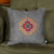 Embroidered cushion cover, 'Sacred Grey' - Cross-Themed Handmade Embroidered Grey Acrylic Cushion Cover