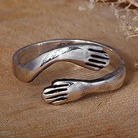 Sterling silver wrap ring, 'Eternal Embrace' - Inspirational Sterling Silver Wrap Ring Crafted in Armenia