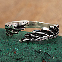 Sterling silver wrap ring, 'Wings of Unity' - Inspirational Sterling Silver Wing Wrap Ring from Armenia