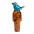 Ceramic bottle stopper, 'Blue Bird Spirit' - Bird-Themed Blue Ceramic Bottle Stopper in a Crackled Finish