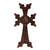 Wood cross, 'Bloom of Devotion' - Dark Brown Floral Beech Wood Cross Hand-Carved in Armenia