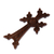 Wood cross, 'Bloom of Devotion' - Dark Brown Floral Beech Wood Cross Hand-Carved in Armenia