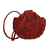 Macrame sling bag, 'Sunset Cycle' - Macrame Round Burgundy Sling Bag with Wood Button Closure