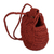 Macrame sling bag, 'Sunset Cycle' - Macrame Round Burgundy Sling Bag with Wood Button Closure