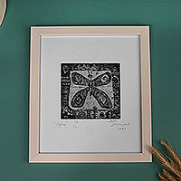 Intaglio print, 'The Butterfly' - Handmade Inspirational Ink on Paper Butterfly Intaglio Print