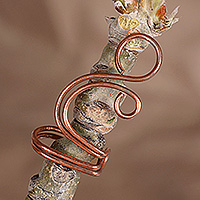 Copper ear cuff, 'Ancient Embrace' - Traditional Handmade Copper Ear Cuff in an Antiqued Finish