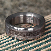 Titanium band ring, 'Nocturnal Whispers' - Unisex Modern Titanium Band Ring Crafted in a Matte Finish