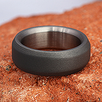 Titanium band ring, 'Minimalist Resilience' - Modern Unisex Titanium Band Ring Handcrafted in Armenia