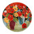 Ceramic decorative plate, 'Tulip Bloom' - Tulip-Themed Painted Red and Green Ceramic Decorative Plate