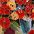 Ceramic decorative plate, 'Tulip Bloom' - Tulip-Themed Painted Red and Green Ceramic Decorative Plate