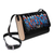 Leather sling bag, 'Prismatic Rain' - Abstract-Themed Blue and Black Leather and Wood Sling Bag