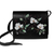 Leather messenger bag, 'Blossoming Days' - Spring-Inspired Floral Black Leather and Wood Messenger Bag