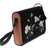 Leather messenger bag, 'Blossoming Days' - Spring-Inspired Floral Black Leather and Wood Messenger Bag