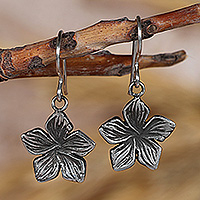 Sterling silver dangle earrings, 'Floral Embrace' - Silver Dangle Earrings with Floral Motifs from Armenia