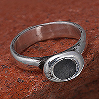 Sterling silver cocktail ring, 'Dark Universe' - Oxidized and Polished Modern Sterling Silver Cocktail Ring