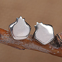 Sterling silver stud earrings, 'Bright Omen' - High-Polished Pomegranate Sterling Silver Stud Earrings