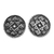 Sterling silver button earrings, 'Cycle of Traditions' - Folk Art-Themed Oxidized Sterling Silver Button Earrings