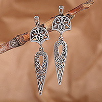 Sterling silver dangle earrings, 'Armenian Essence' - Classic Armenian Oxidized Sterling Silver Dangle Earrings