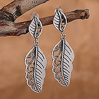 Sterling silver dangle earrings, 'Leafy Grace' - Leafy-Themed High-Polished Sterling Silver Dangle Earrings